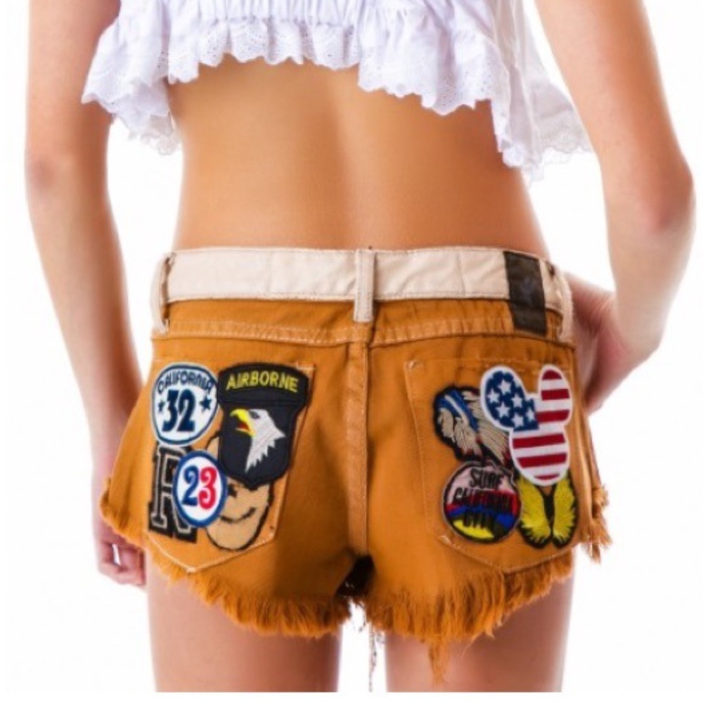 One Teaspoon Maverick Trashwhores Patches shorts